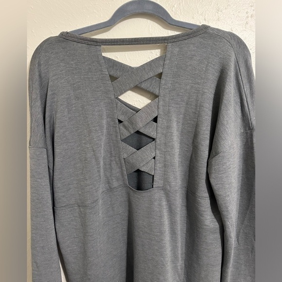Women’s Balance Collection Lightweight Open Back Gray Sweater Long Sleeve L - Picture 5 of 10